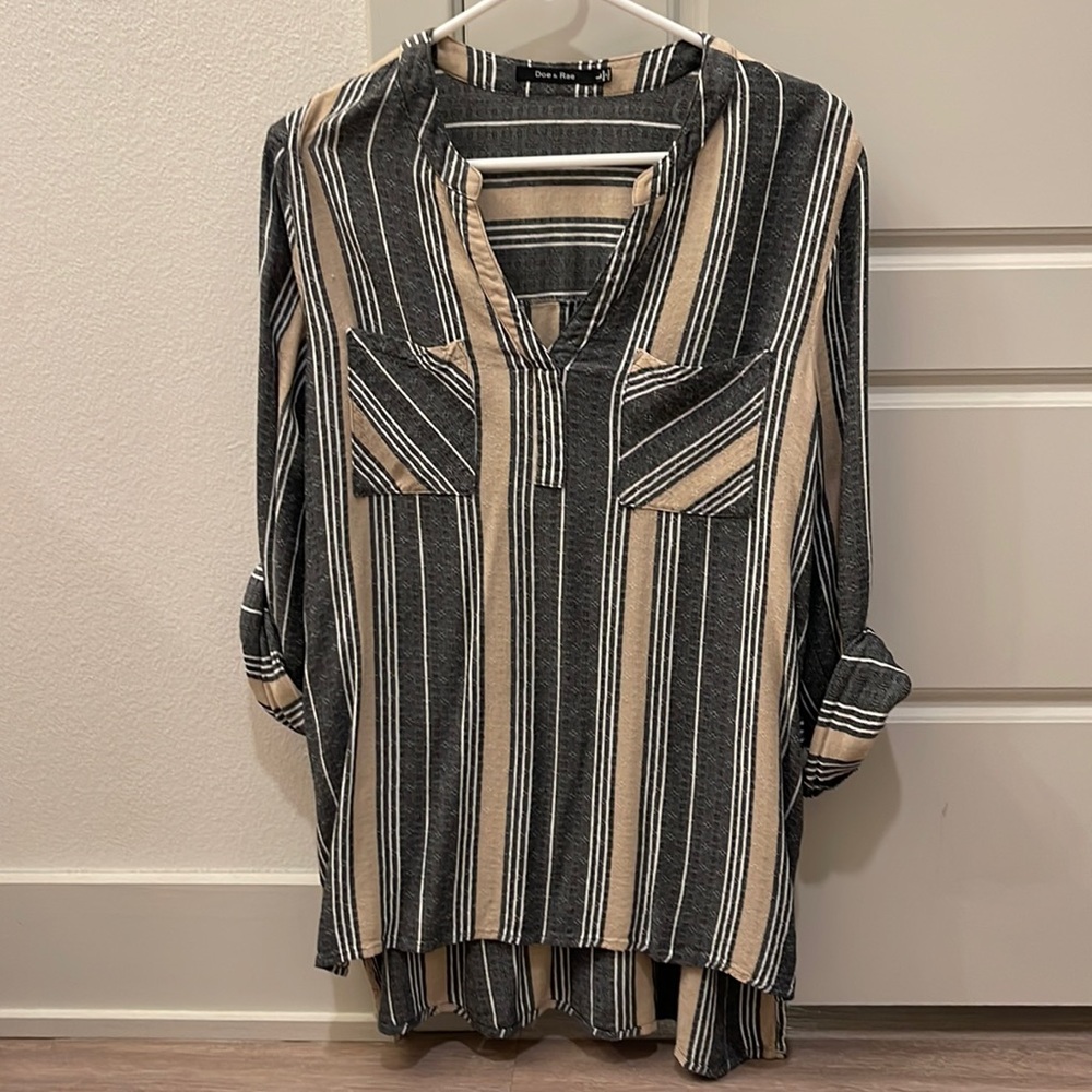 DOE & RAE STRIPPED BLOUSE